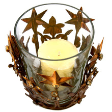 Load image into Gallery viewer, Santos Crown CANDLE HOLDER,  Jeweled Antiqued Gold Star Crown Votive Holder
