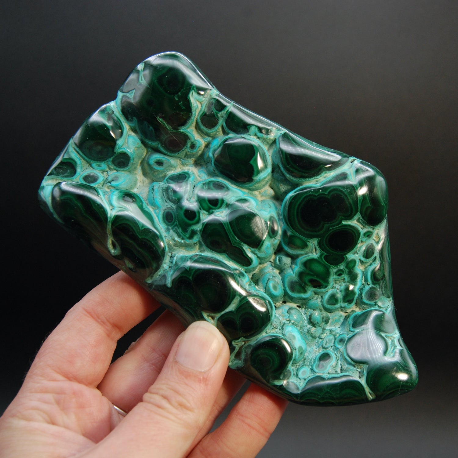 Malachite Chrysocolla Freeform Polished Crystal, Congo