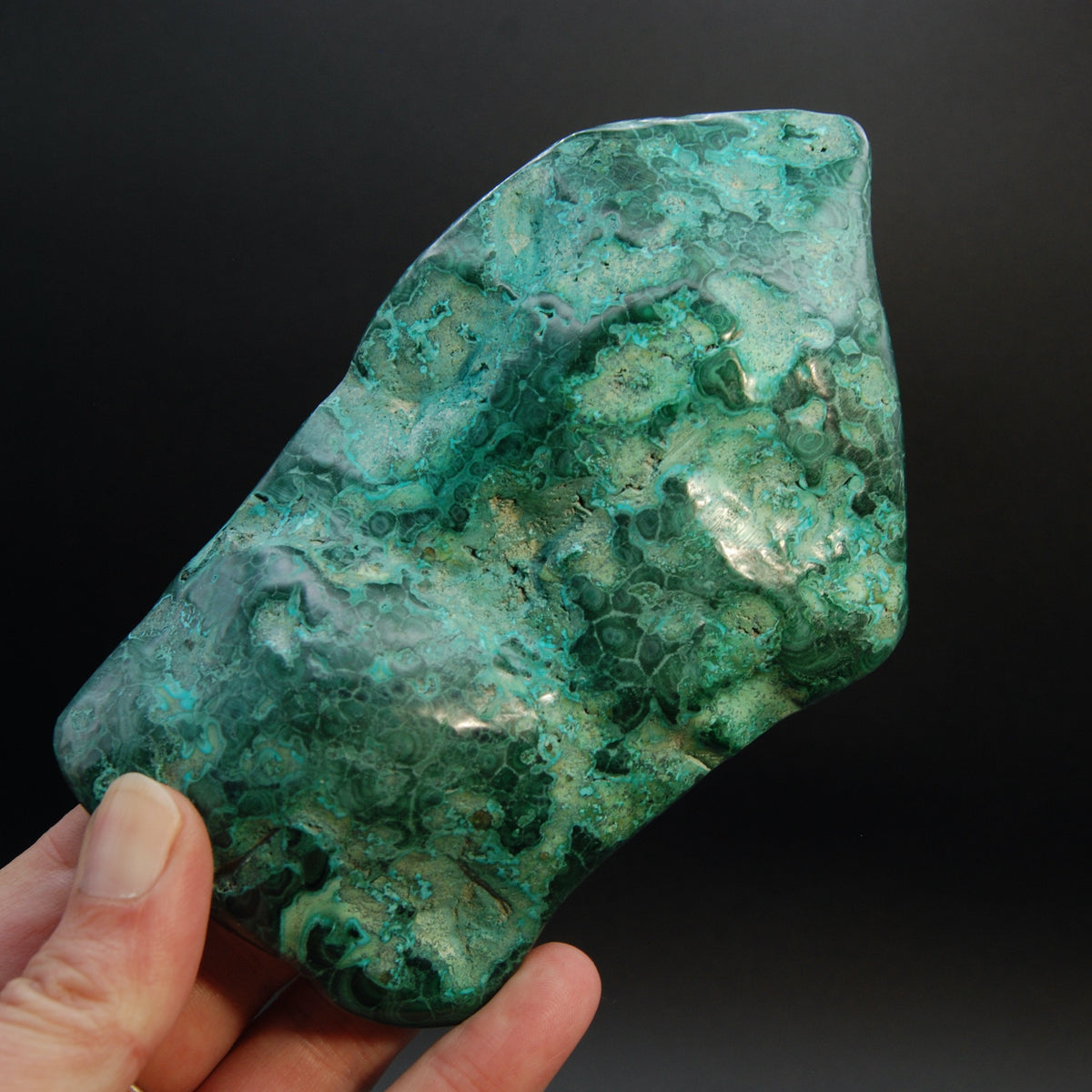 Malachite Chrysocolla Freeform Polished Crystal, Congo