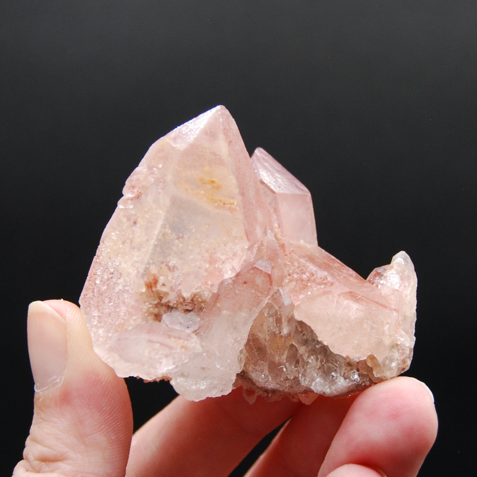 Strawberry Pink Lemurian Seed Quartz Crystal Cluster
