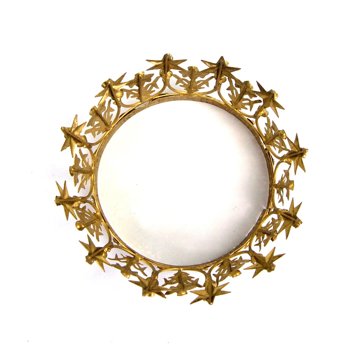 Santos Crown, Antique Gold Rhinestone Star Lily Motif