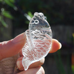 AAA Clear Quartz Carved Crystal Fish Good Luck Pearl