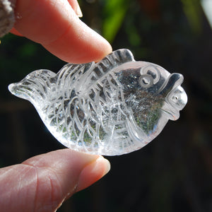 AAA Clear Quartz Carved Crystal Fish Good Luck Pearl
