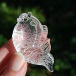 AAA Clear Quartz Carved Crystal Fish Good Luck Pearl