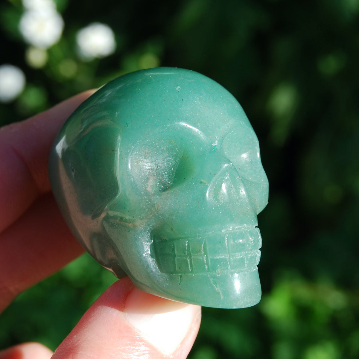 Aventurine Crystal Skull, Green Aventurine Carved Crystal Skull