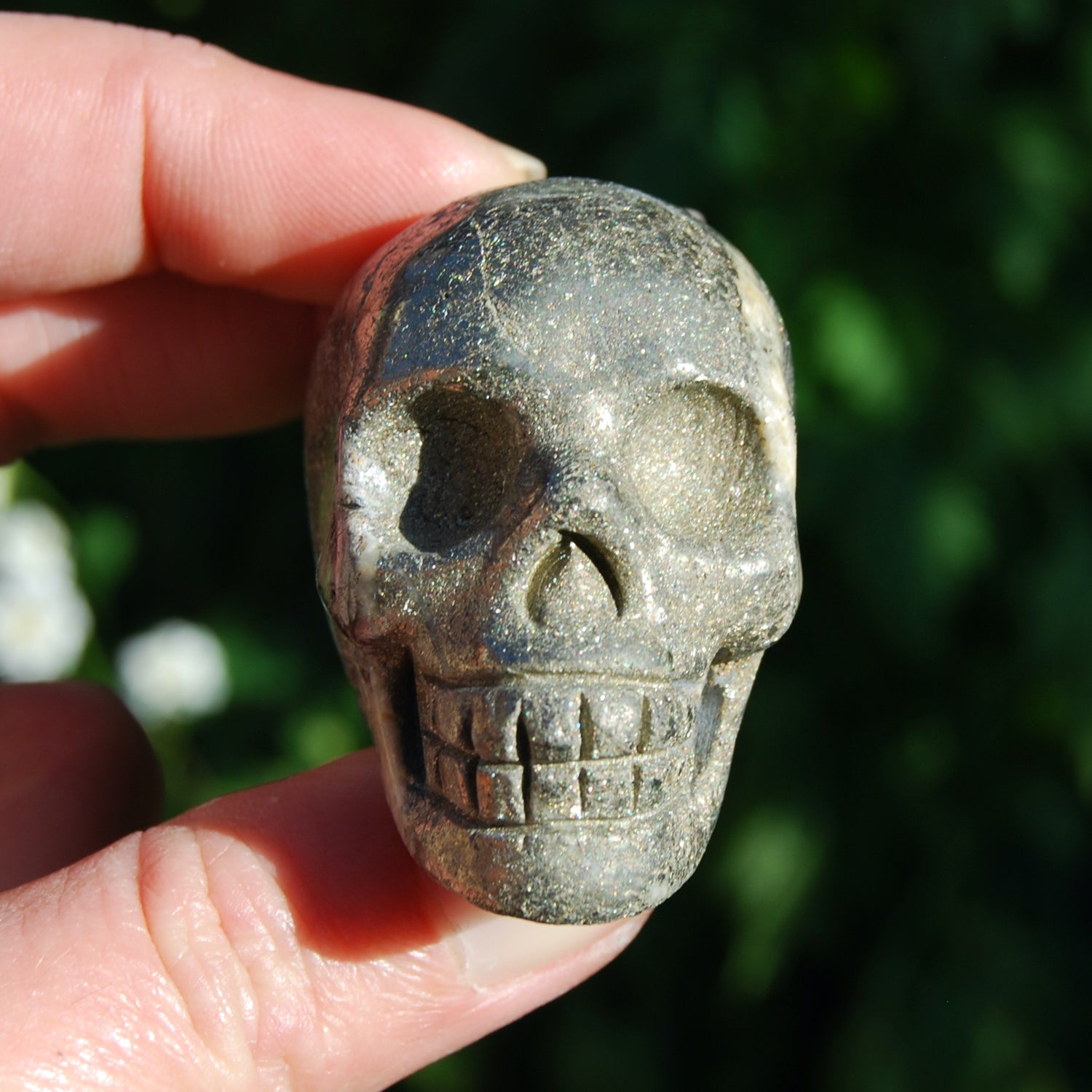 Pyrite Carved Crystal Skull, Fool's Gold Crystal Skull