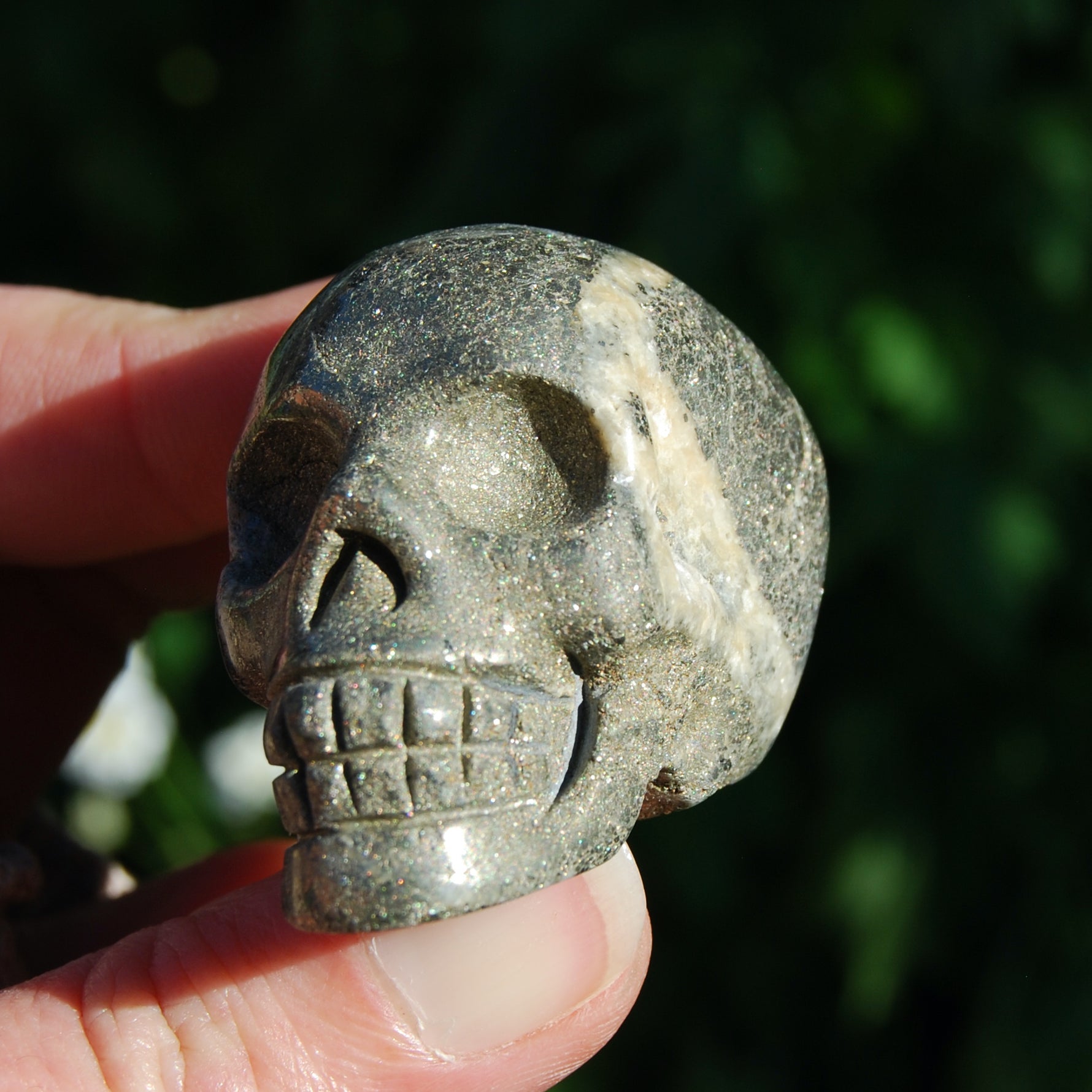 Pyrite Carved Crystal Skull, Fool's Gold Crystal Skull