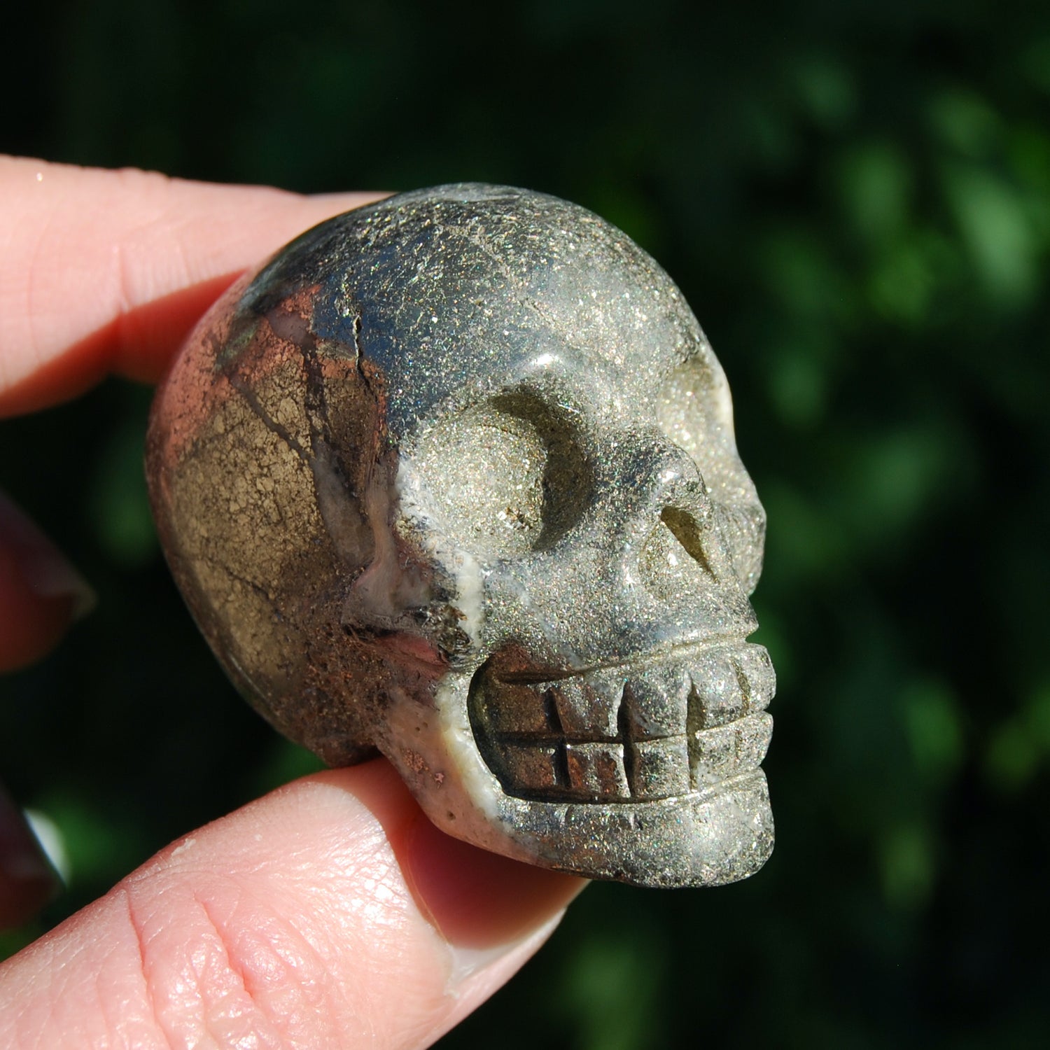 Pyrite Carved Crystal Skull, Fool's Gold Crystal Skull