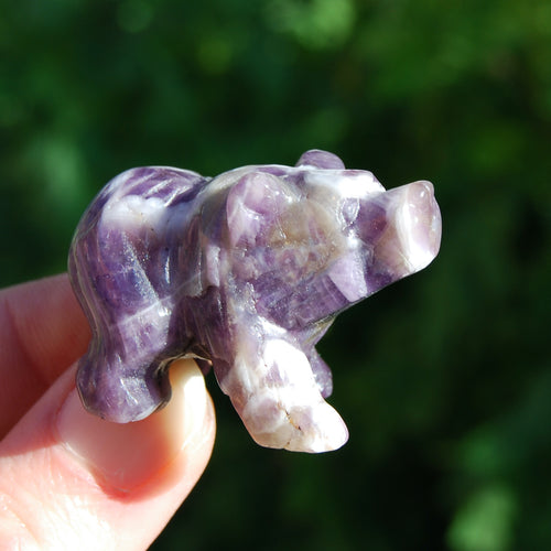 Chevron Amethyst Carved Crystal Bear, Amethyst Crystal Bear