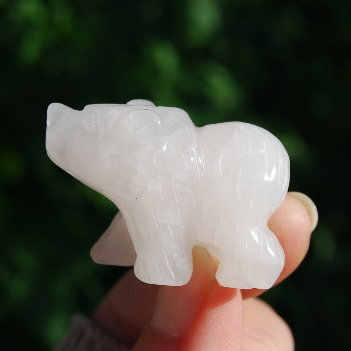 Rose Quartz Carved Crystal Bear