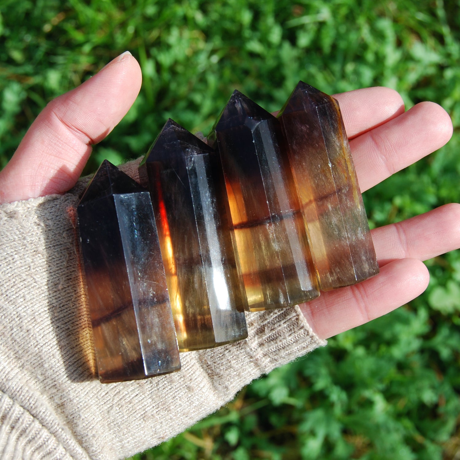 Golden Yellow Magenta Fluorite Crystal Towers Media 1 of 7Gold Magenta Fluorite Crystal Towers