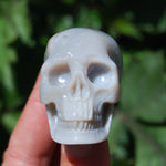 Flower Agate Carved Crystal Skull, Realistic Sakura Agate Carving