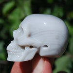 Flower Agate Carved Crystal Skull, Realistic Sakura Agate Carving