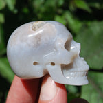 Flower Agate Carved Crystal Skull, Realistic Sakura Agate Carving
