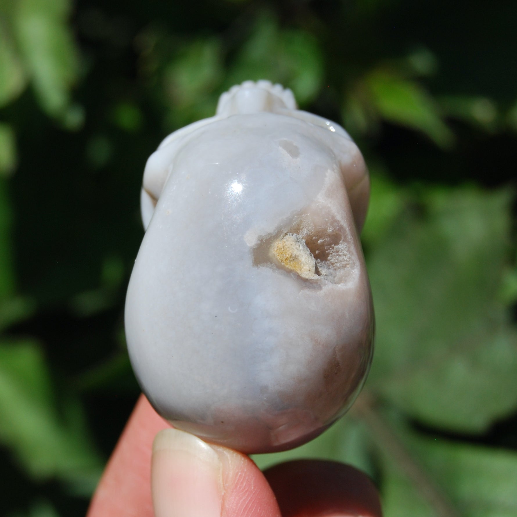 Flower Agate Carved Crystal Skull, Realistic Sakura Agate Carving