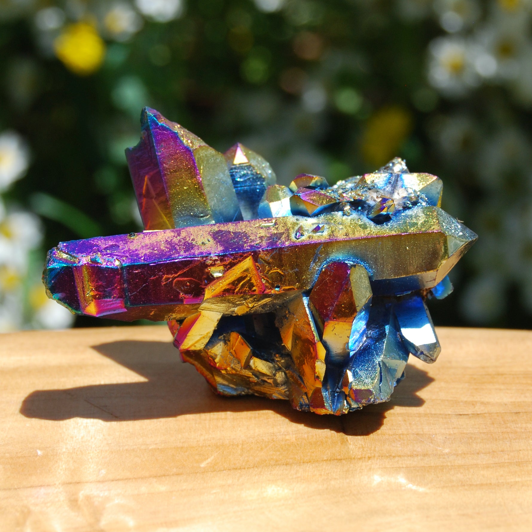 Titanium Aura Quartz Crystal Cluster