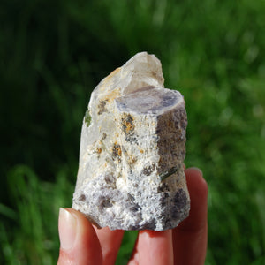 Raw Gem Lepidolite Green Tourmaline Lemurian Quartz Crystal Trapiche Cluster, Brazil LE5