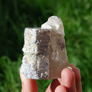 Raw Gem Lepidolite Green Tourmaline Lemurian Quartz Crystal Trapiche Cluster, Brazil LE5