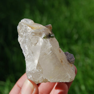 Raw Gem Lepidolite Green Tourmaline Lemurian Quartz Crystal Trapiche Cluster, Brazil LE5