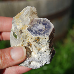 Raw Gem Lepidolite Green Tourmaline Lemurian Quartz Crystal Trapiche Cluster, Brazil LE5