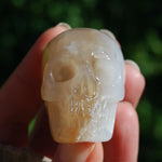 Sakura Agate Crystal Skull, Realistic Flower Agate Skull Carving