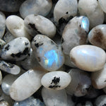 AAA Rainbow Moonstone Crystal Tumbled Stones, Super Flashy