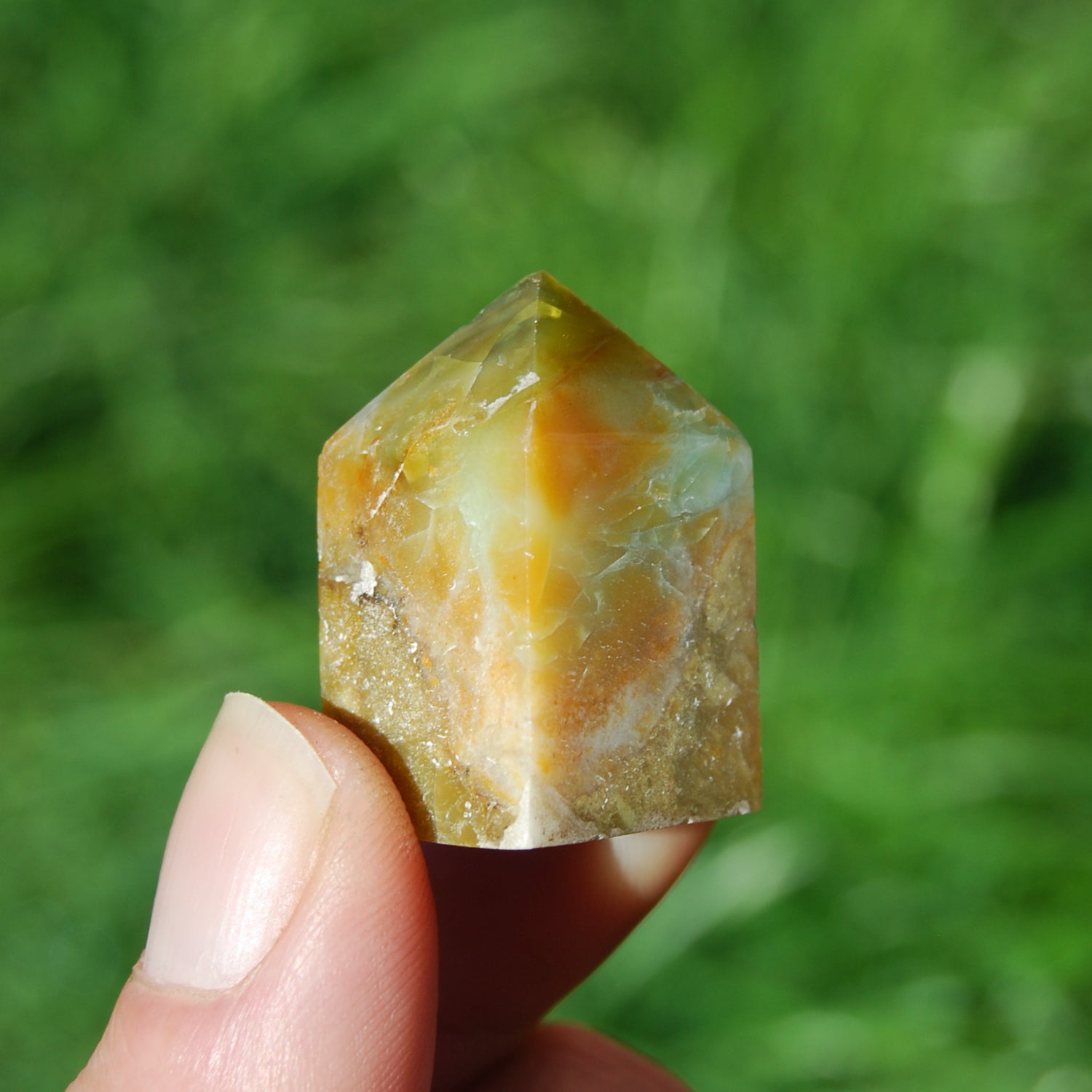 Blue Opalized Petrified Wood Tower, Natural Precious Gemstone Tower, Indonesia
