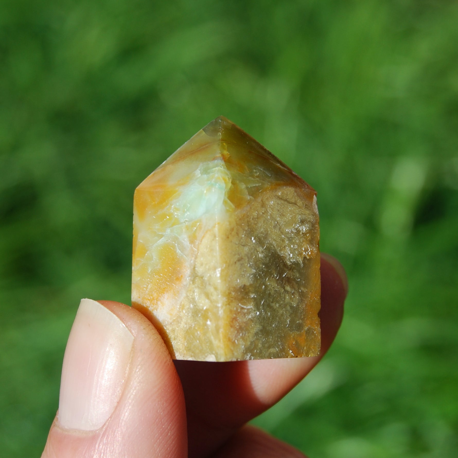 Blue Opalized Petrified Wood Tower, Natural Precious Gemstone Tower, Indonesia