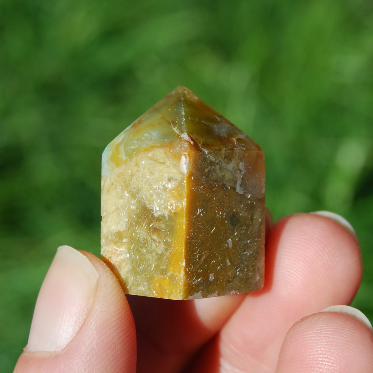 Blue Opalized Petrified Wood Tower, Natural Precious Gemstone Tower, Indonesia