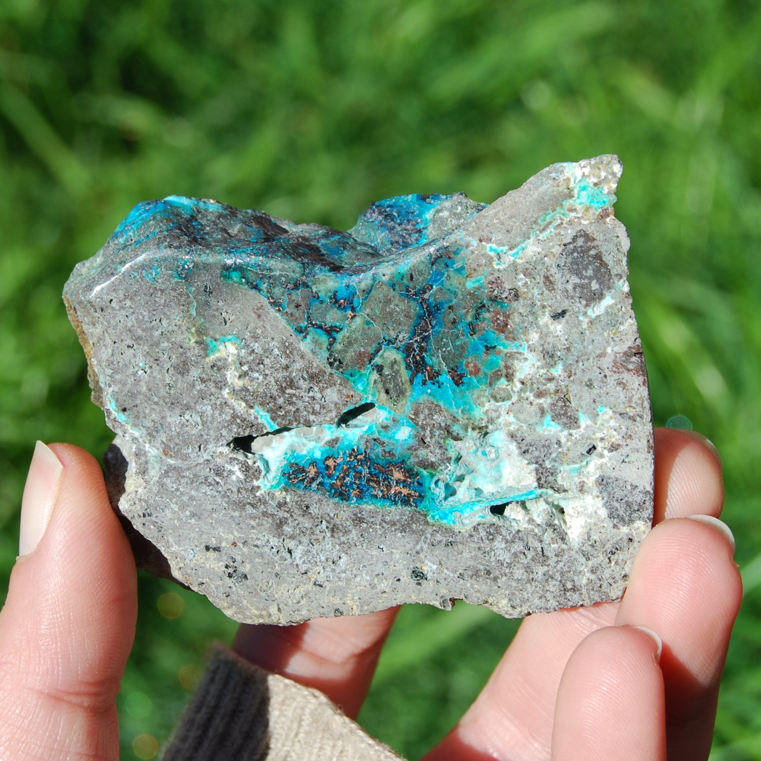 Native Copper in Chrysocolla Crystal Slab, Indonesia