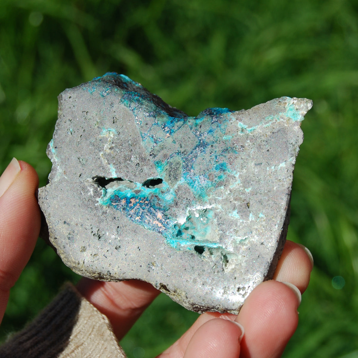 Native Copper in Chrysocolla Crystal Slab, Indonesia