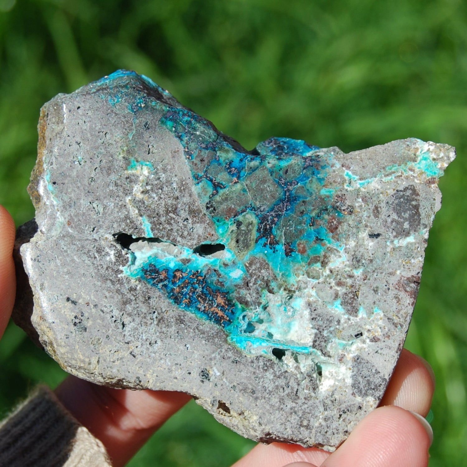 Native Copper in Chrysocolla Crystal Slab, Indonesia