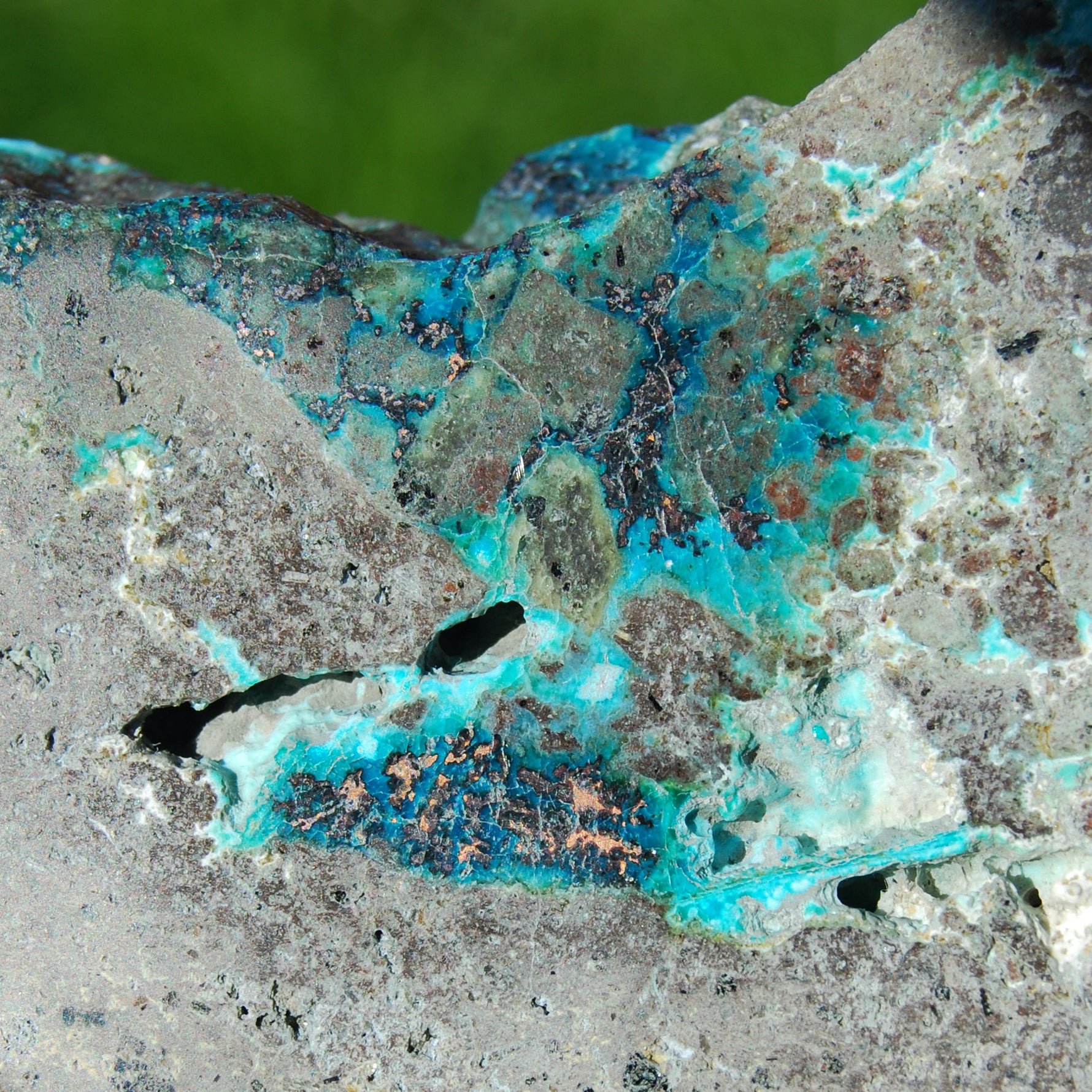 Native Copper in Chrysocolla Crystal Slab, Indonesia