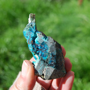 Chrysocolla with Native Copper Crystal Slab, Indonesia
