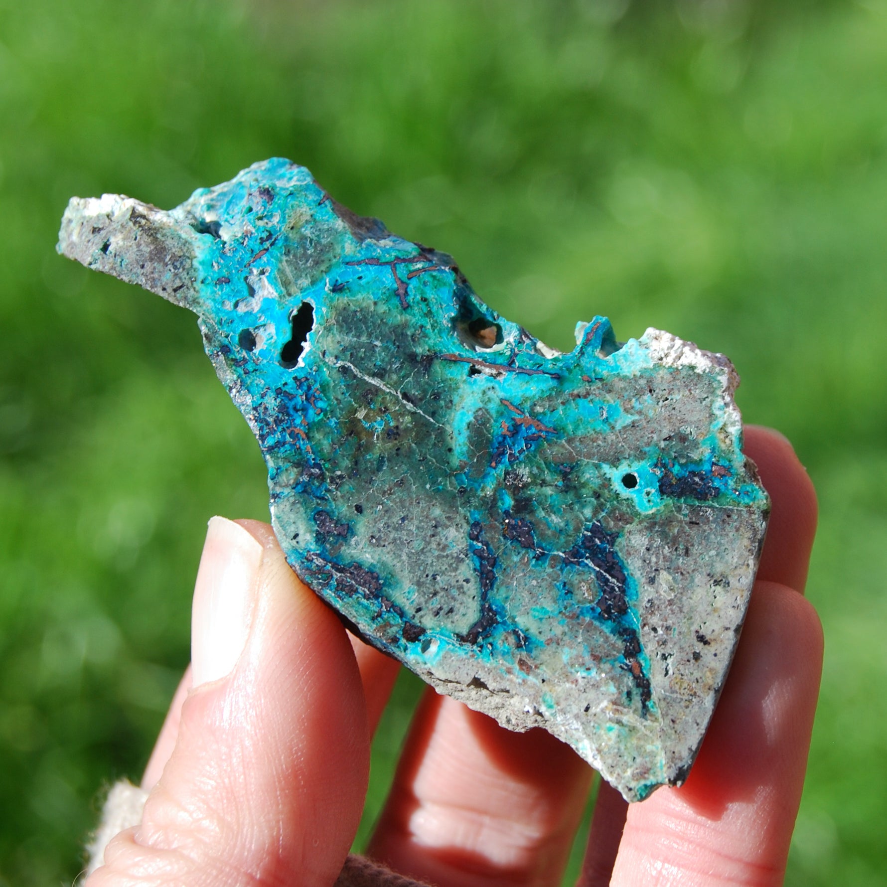 Chrysocolla with Native Copper Crystal Slab, Indonesia