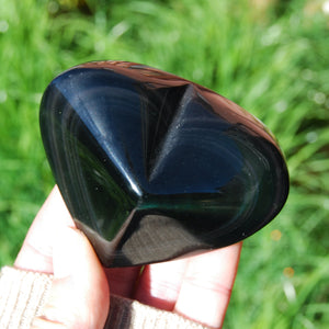 Rainbow Obsidian Carved Crystal Heart