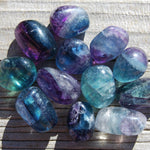 Fancy Rainbow Fluorite Crystal Tumbled Stones, Watermelon Fluorite, Blue Fluorite