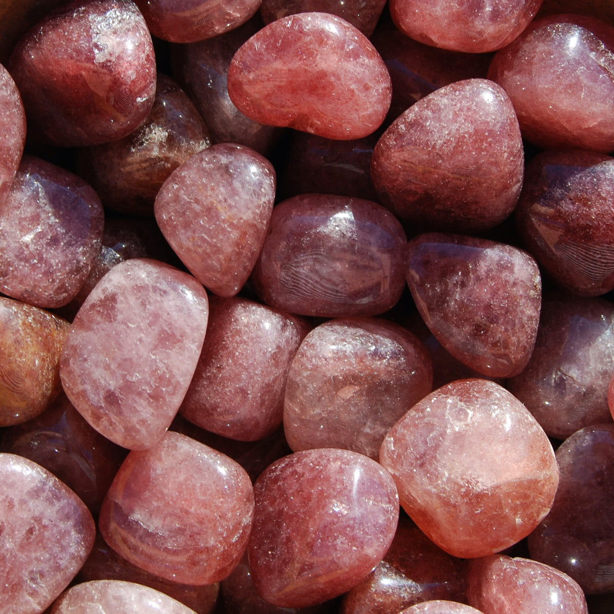 Strawberry Quartz Tumbled Stones, Tanzurine Red Aventurine Tumbled Crystals