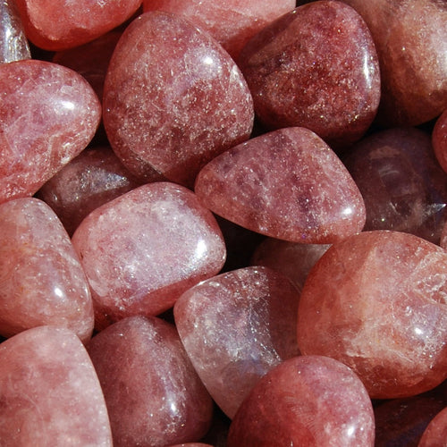 Strawberry Quartz Tumbled Stones, Tanzurine Red Aventurine Tumbled Crystals