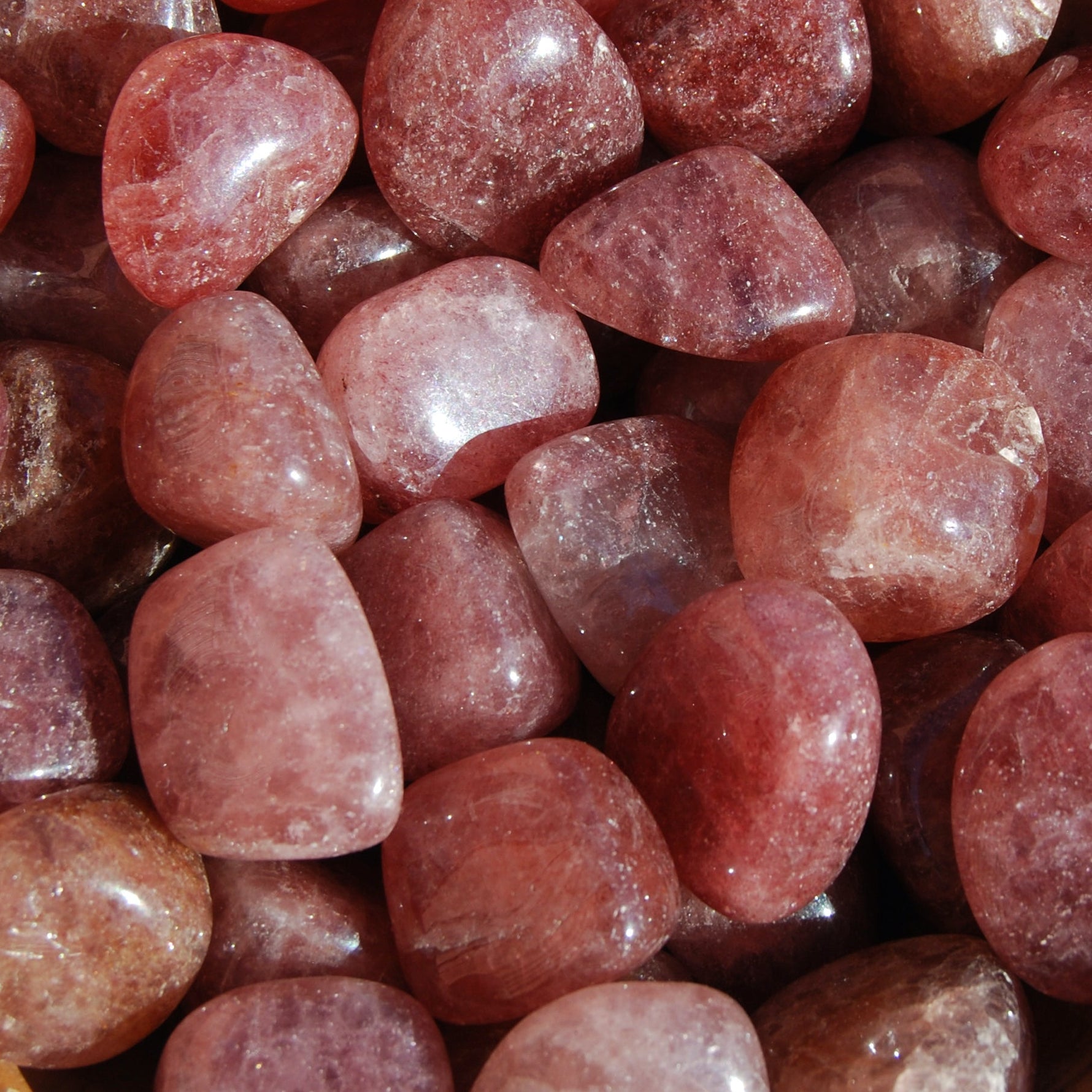 Strawberry Quartz Tumbled Stones, Tanzurine Red Aventurine Tumbled Crystals