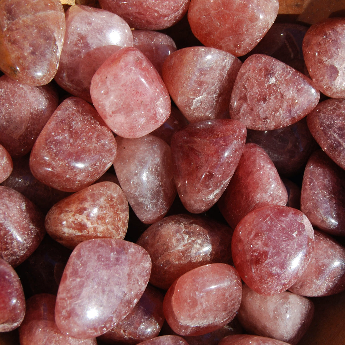 Strawberry Quartz Tumbled Stones, Tanzurine Red Aventurine Tumbled Crystals