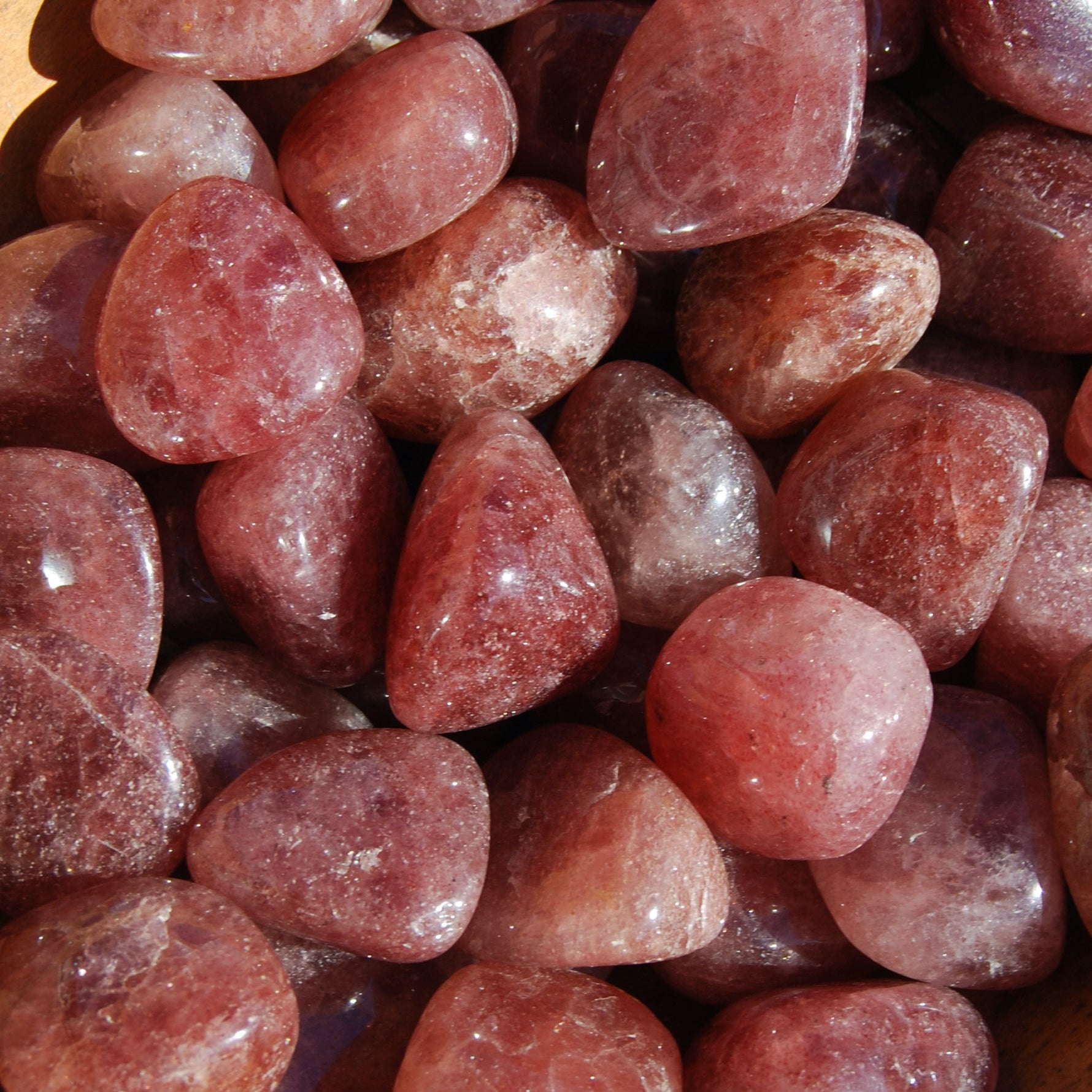 Strawberry Quartz Tumbled Stones, Tanzurine Red Aventurine Tumbled Crystals