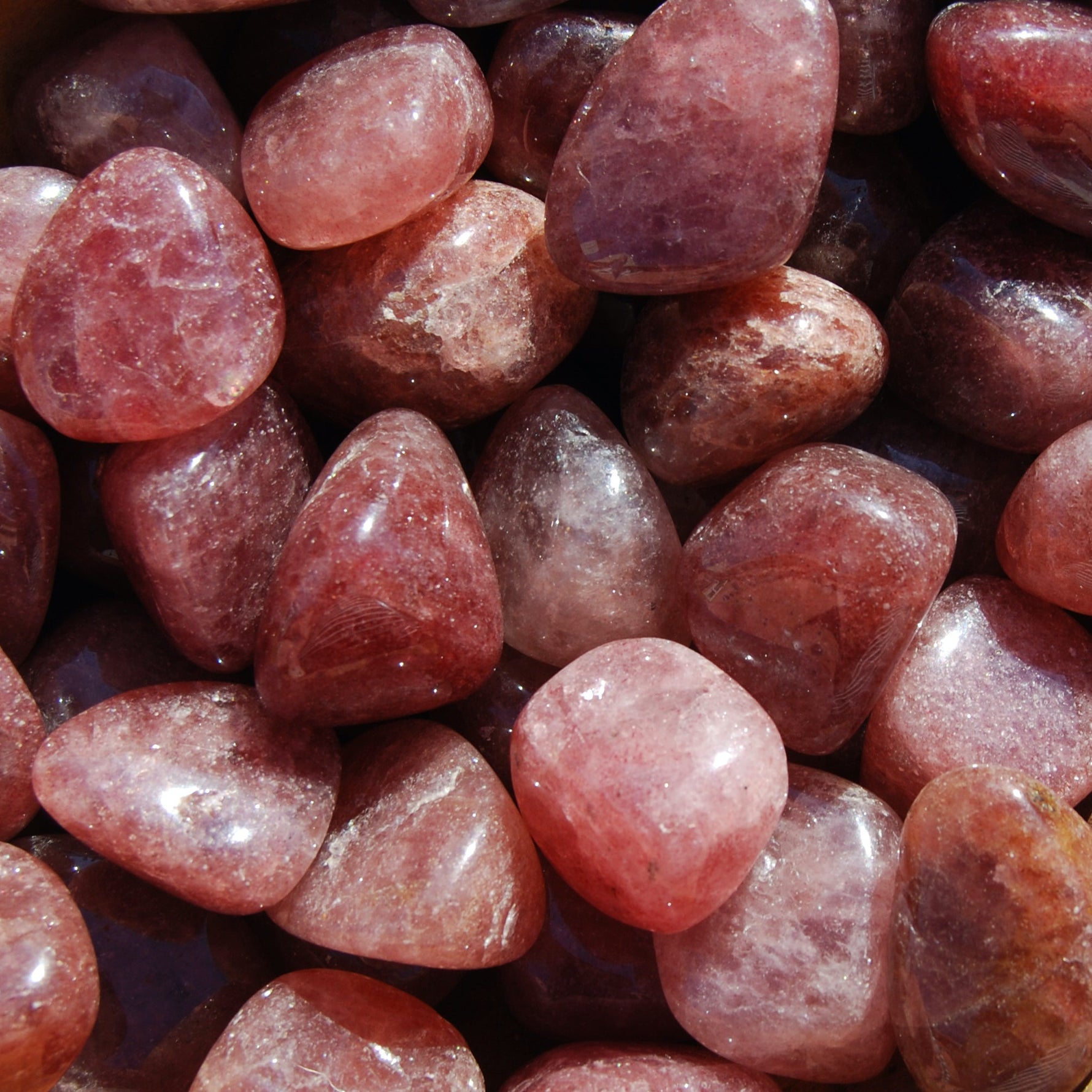 Strawberry Quartz Tumbled Stones, Tanzurine Red Aventurine Tumbled Crystals