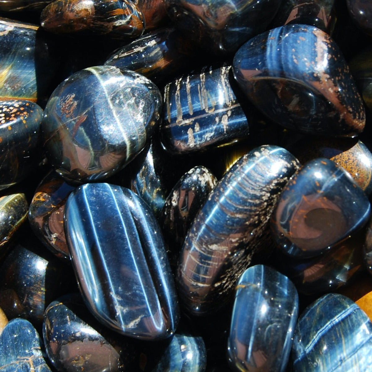 Blue Tiger's Eye Crystal Tumbled Stones, Small