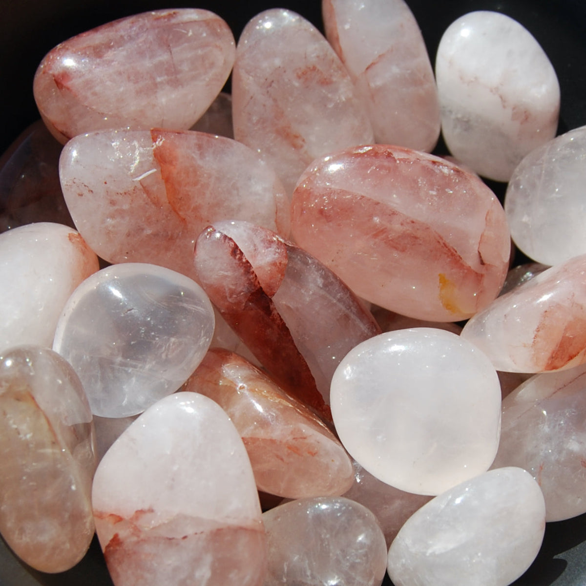 Hematoid Quartz Crystal Tumbled Stones, Natural Fire Quartz Crystals, Madagascar