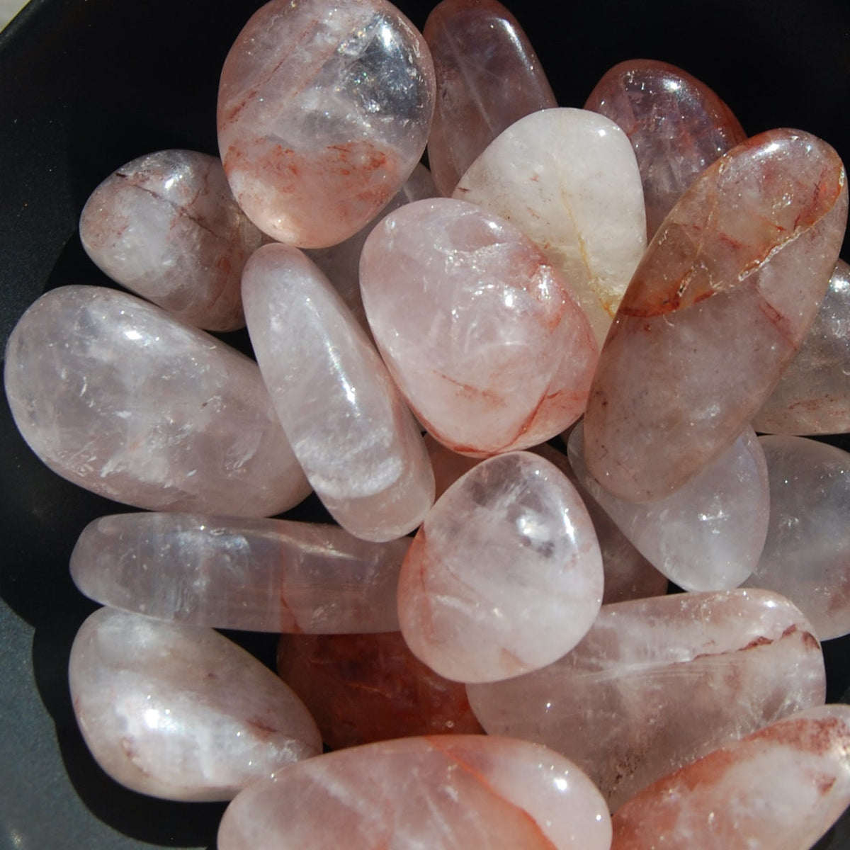 Hematoid Quartz Crystal Tumbled Stones, Natural Fire Quartz Crystals, Madagascar