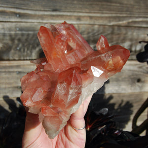 Strawberry Pink Lemurian Quartz Crystal Cluster, Earthquake Inner Child Crystal, Brazil