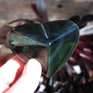Rainbow Obsidian Carved Crystal Heart