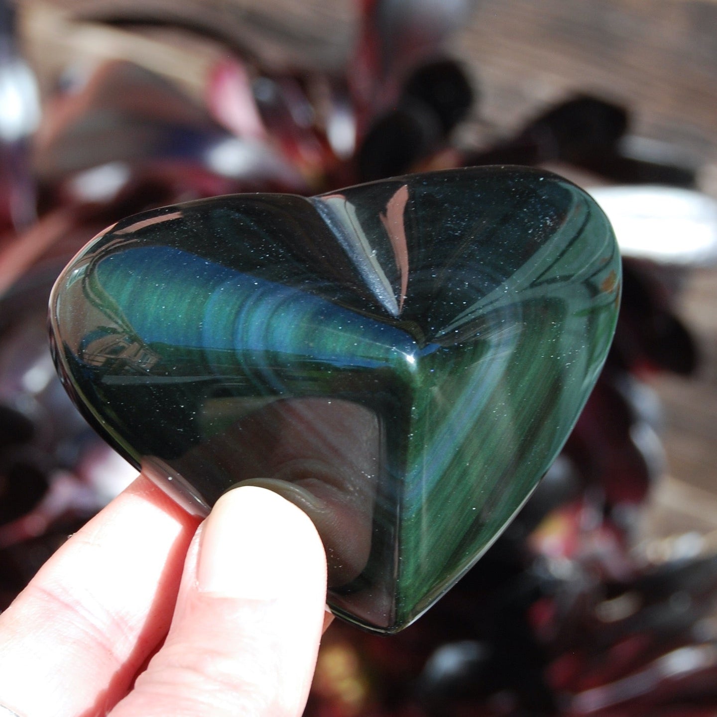 Rainbow Obsidian Carved Crystal Heart