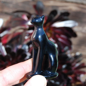 Black Obsidian Carved Crystal Cat